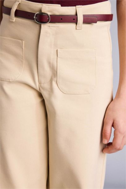 Wıde Leg Esnek Bantlı Paça Pantolon Kız Çocuk