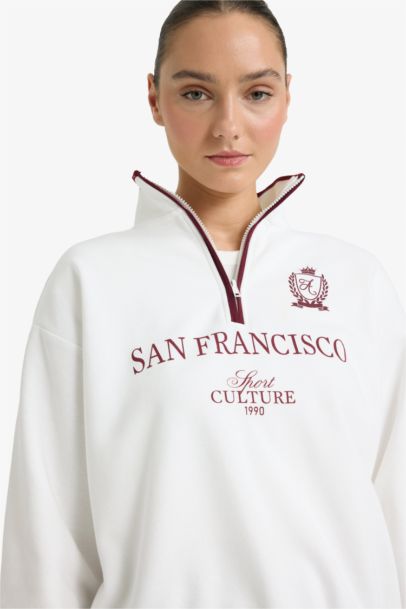 Relax Fit Printed Long Sleeve Sweatshirt