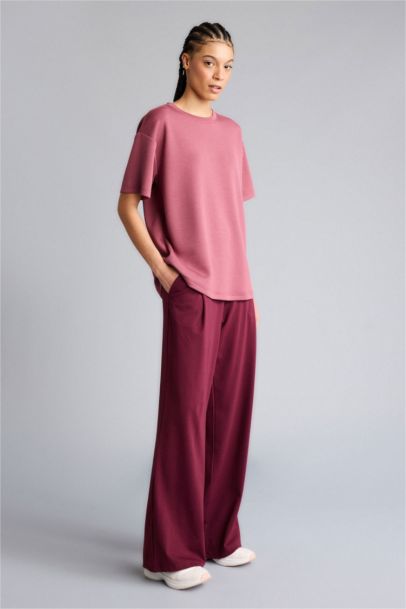 Wide Leg Elastic Waist Long Pocketed Sports Sweatpants