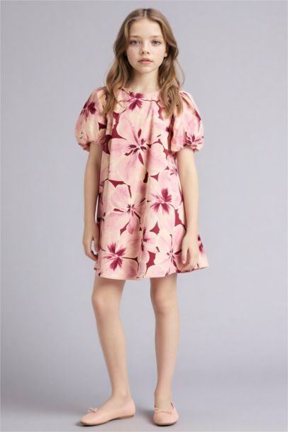 Desenli Pamuklu Elbise Kız Çocuk