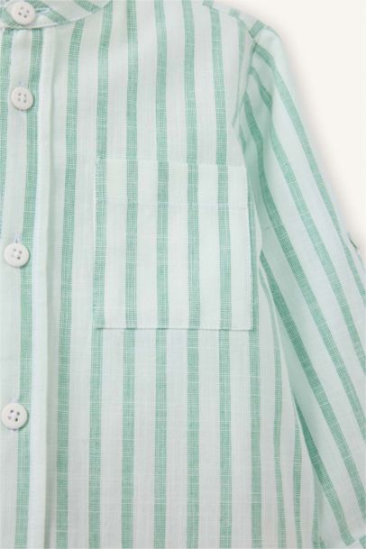 Poplin 2'li Takım Çizgili Gömlek Pantolon Erkek Bebek