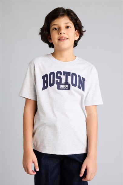 تيشيرت ولادي نص ردن مطبوع قصة عادية بياخة مستديرة