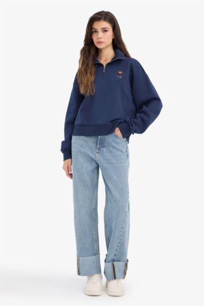 Oversize Fit Animal Print Long Sleeve Sweatshirt