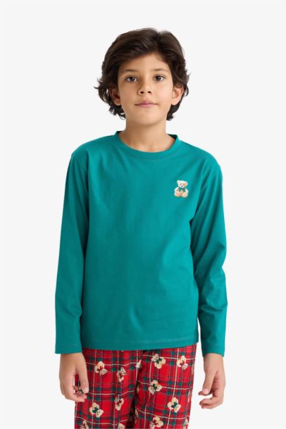Yılbaşı Temalı Pijama Takımı Uzun Kollu Üst Uzun Alt Erkek Çocuk