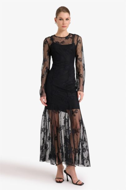 فستان طويل تول فلورال ردن طويل