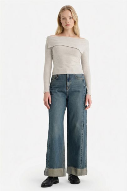 Fitted Off Shoulder Ribbed Camisole T-Shirt