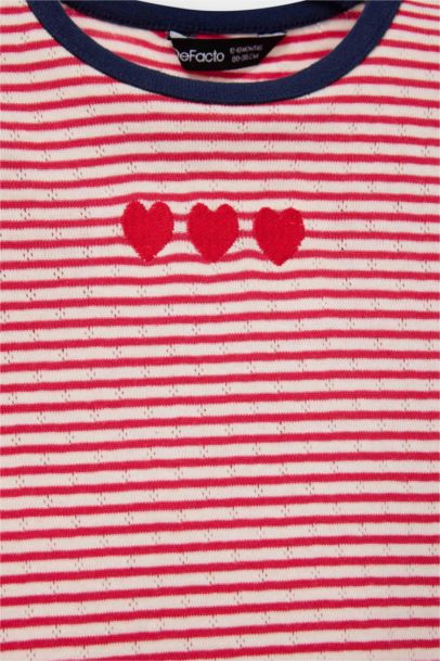 تيشيرت بناتي مخطط كم طويل للرضع