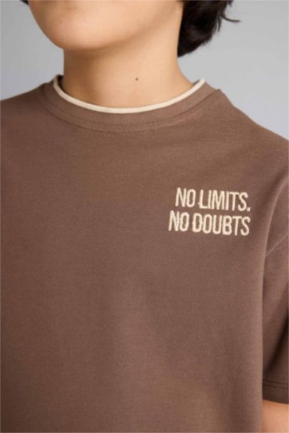 تيشيرت ولادي نص ردن بيكيه مطبوع قصة عادية بياخة مستديرة