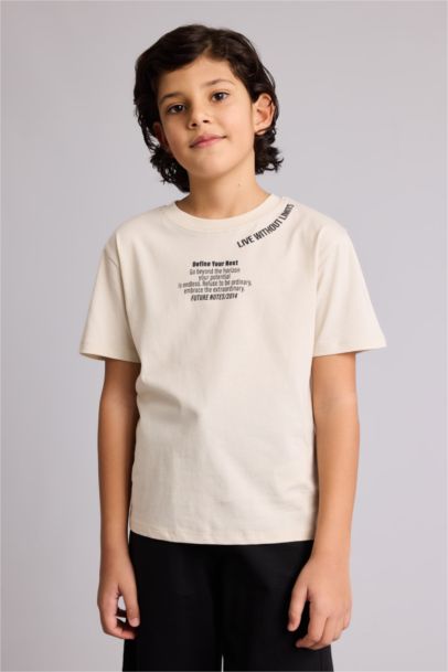 تيشيرت ولادي نص ردن مطبوع قصة عادية بياخة مستديرة