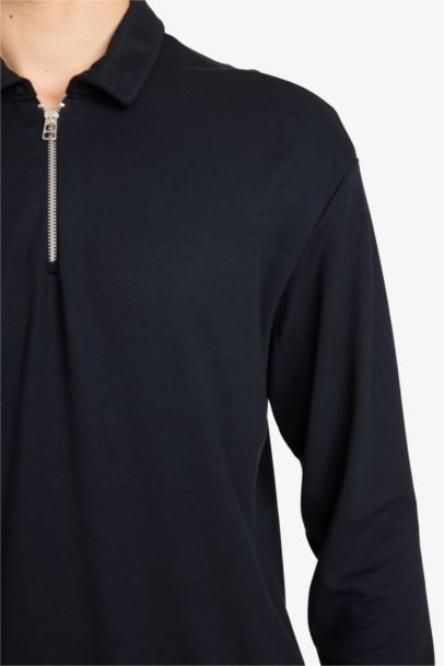 Regular Fit Long Sleeve Polo Collar Sweatshirt