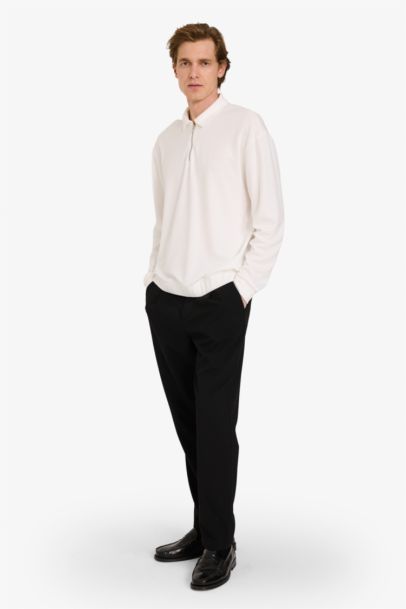 Regular Fit Long Sleeve Polo Collar Sweatshirt