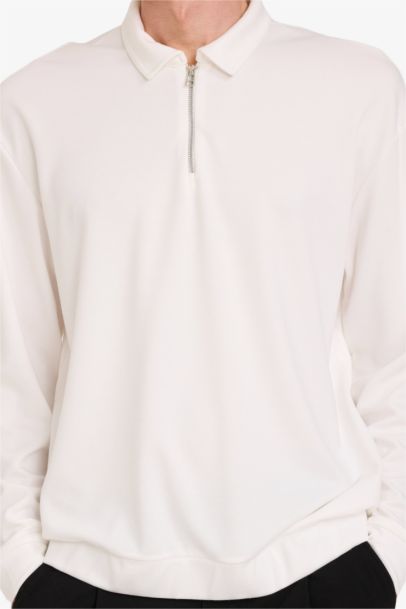 Regular Fit Long Sleeve Polo Collar Sweatshirt