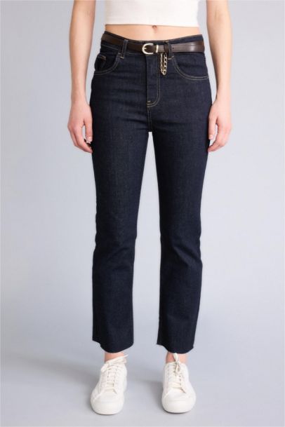 Crop Flare Fıt Yüksek Bel Jean Pantolon