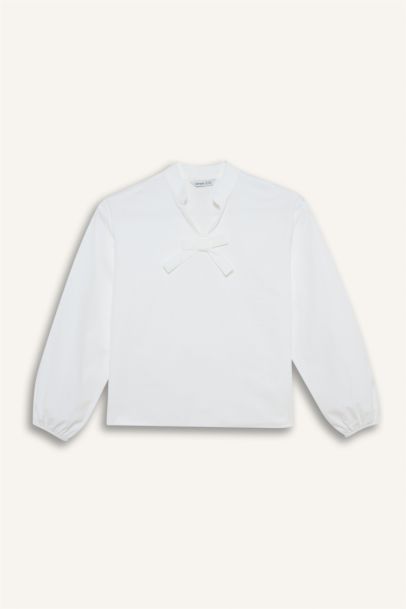 Regular Fıt Poplin Uzun Kollu Bluz Kız Çocuk