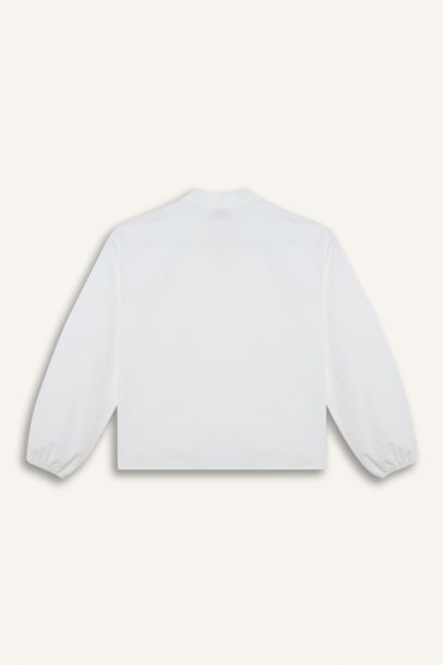 Regular Fıt Poplin Uzun Kollu Bluz Kız Çocuk