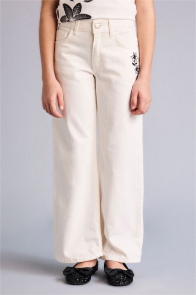 Wıde Leg Gabardin Pantolon Kız Çocuk