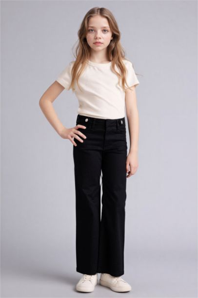 Flare Fıt İspanyol Paça Gabardin Pantolon Kız Çocuk