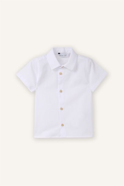 Regular Fit Linen Look Short Sleeve Shirt