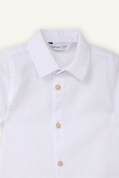 Regular Fit Linen Look Short Sleeve Shirt