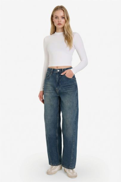Barrel Fit High Waist Ankle Length Jeans
