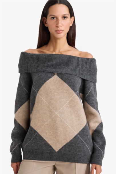 Oversize Fit Strapless Knitwear Pullover