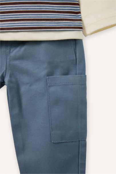 2'li Takım Çizgili Tişört Alt Erkek Bebek