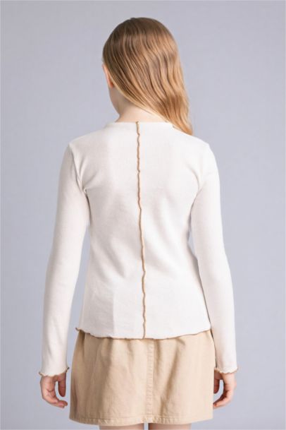 Yarım Balıkçı Yaka Ribana Tişört Kız Çocuk