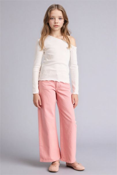 Wıde Leg Gabardin Pantolon Kız Çocuk