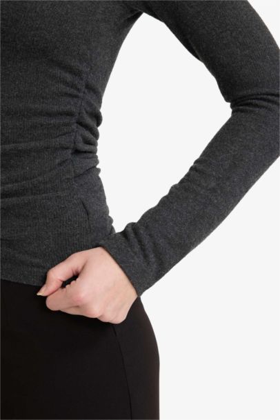 Slim Fit Half Turtleneck Long Sleeve T-Shirt