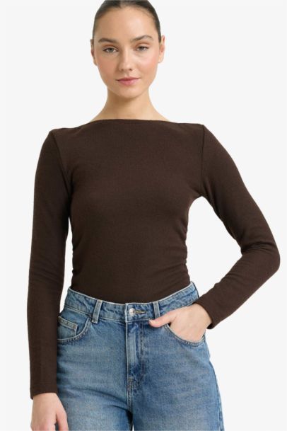 Slim Fit Half Turtleneck Long Sleeve T-Shirt