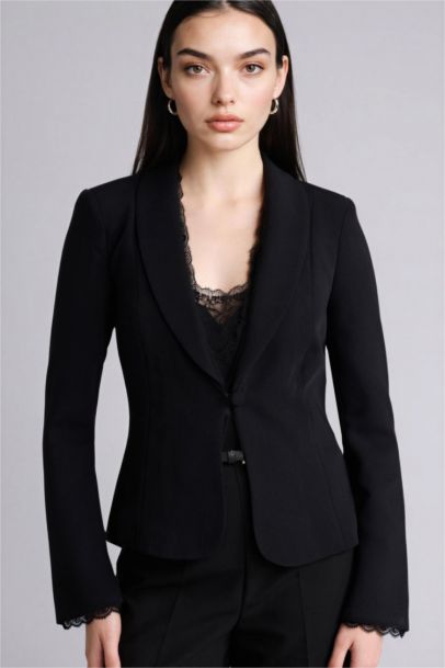 Fıtted Krep Blazer Ceket