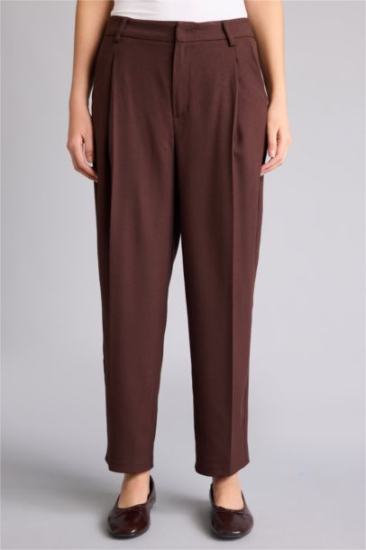 Carrot Fit High Waist Straight Leg Trousers