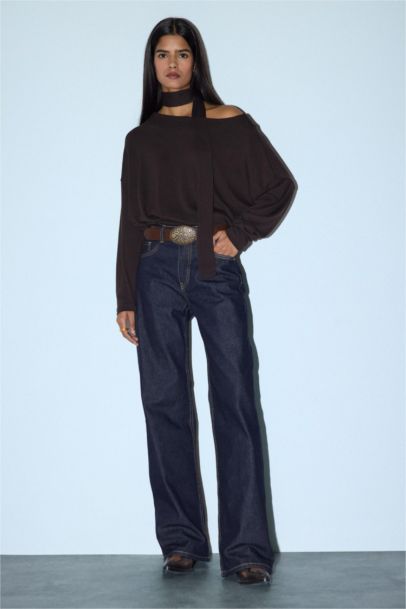 Loose Fit Boat Neck T-Shirt