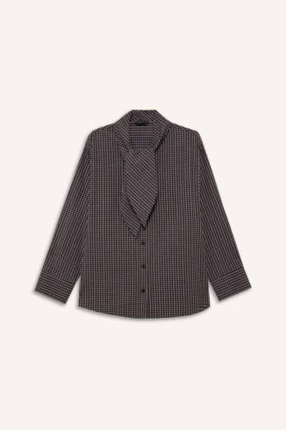Oversize Fit Plaid Poplin Shirt