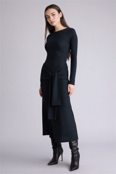 Bodycon Crew Neck Midi Dress