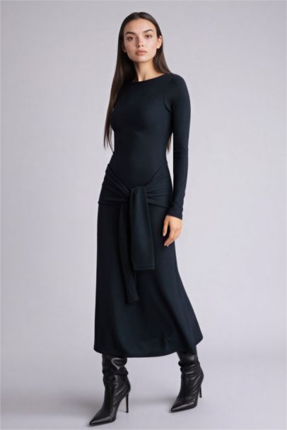 Bodycon Crew Neck Midi Dress