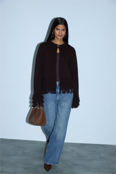 Püsküllü Triko Hırka