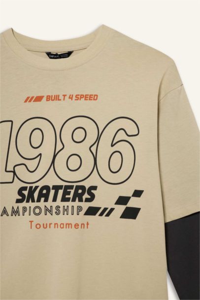 تيشيرت ولادي ردن طويل اوفر سايز بياخة مستديرة