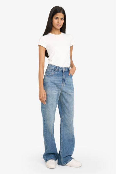 90's Wide Leg Yüksek Bel Jean Pantolon