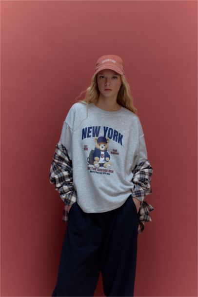 Oversize Fit Crew Neck Printed Thick T-Shirt