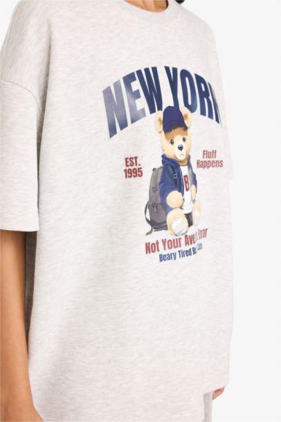 Oversize Fit Crew Neck Printed Thick T-Shirt