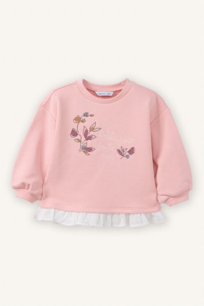 Girl Regular Fit Crew Neck Floral Sweatshirt