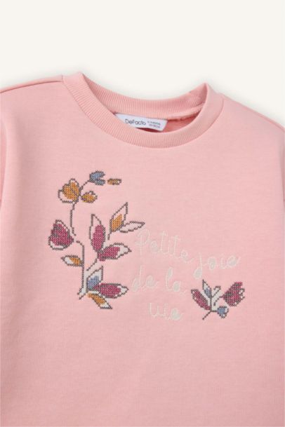 Girl Regular Fit Crew Neck Floral Sweatshirt