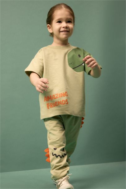 2'li Takım Dinozor Baskılı Sweatshirt Alt Erkek Bebek