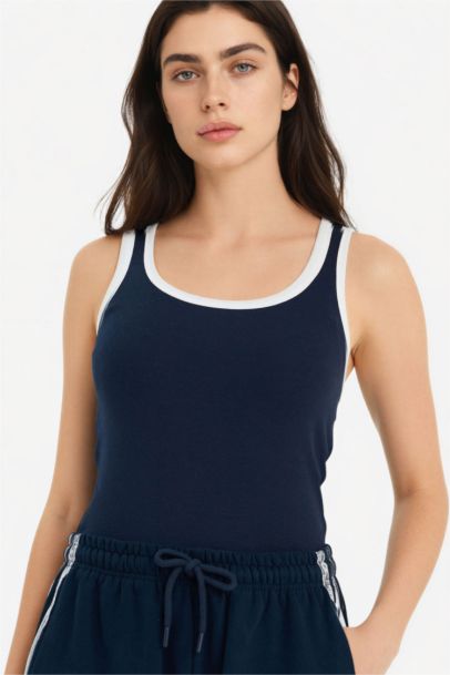 Slim Fit Ribana U Collar Tank Top