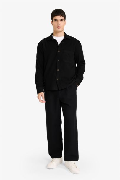 Polo Collar Flannel Shirt