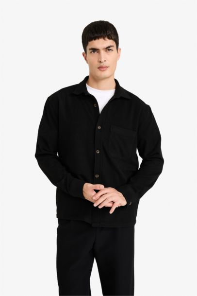 Polo Collar Flannel Shirt