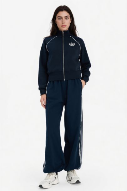 Loose Fıt Dik Yaka Fermuarlı Sweatshirt