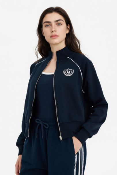 Loose Fıt Dik Yaka Fermuarlı Sweatshirt