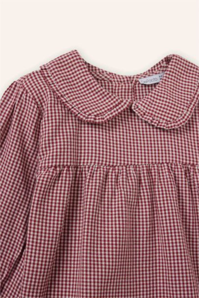 Bebe Yaka Pötikareli Poplin Uzun Kollu Gömlek Kız Bebek